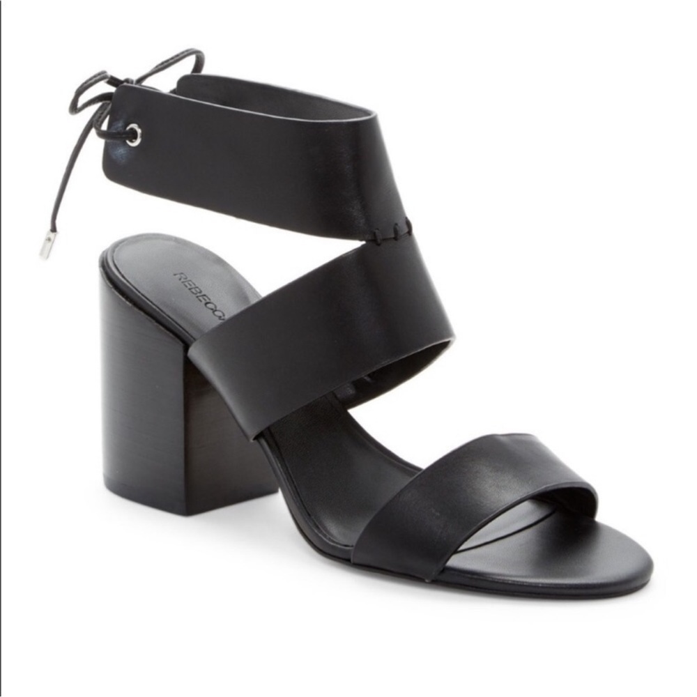 Rebecca Minkoff Christy Sandals Black Leather Two Strap Flat Size 10 Excellent